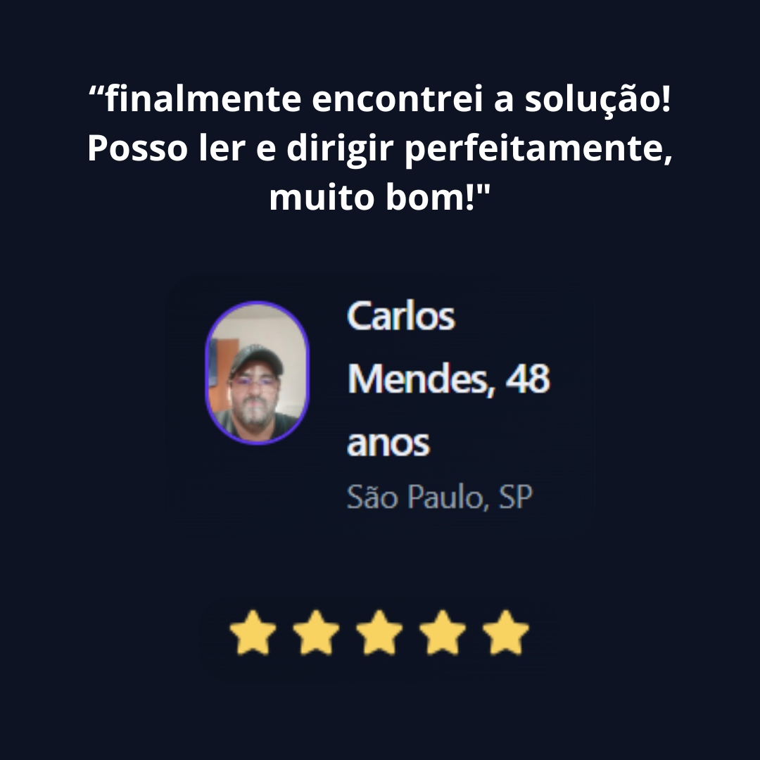 Depoimento de Carlos Mendes dando 5 estrelas ao Óculos 2V Pro